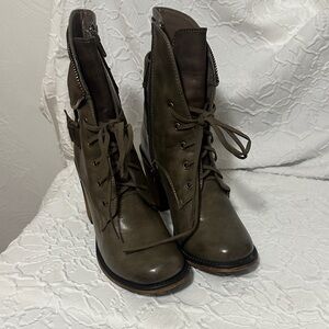 Pierre Dumas Olive Lace-Up Boots